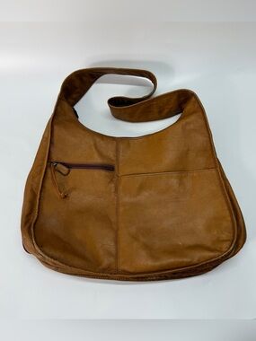 Boulder Ridge Full Grain Leather Brown Hobo Shoulder Bag Distressed Handbag